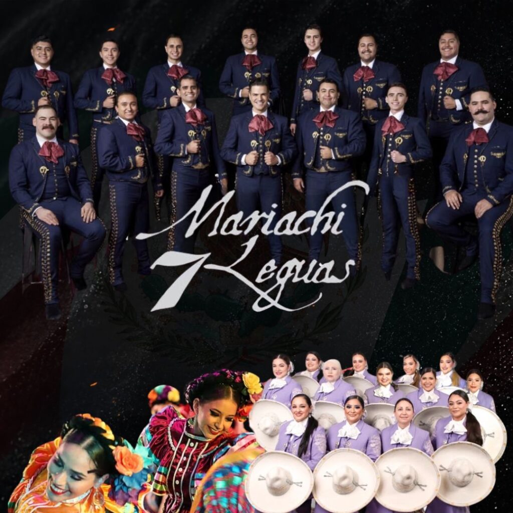 Mariachi 7 Leguas concert poster featuring UTRGV Ballet Folklórico and Mariachi Mariposas performing September 19, 2026 at McAllen Performing Arts Center in McAllen, Texas.