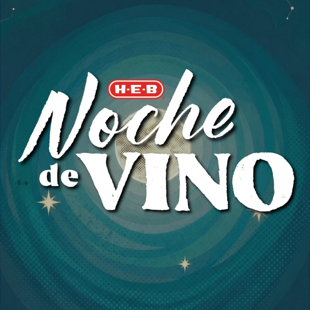 Promotional artwork for H-E-B Noche de Vino 2026 featuring an elegant wine bottle silhouette framed by botanical vines under a moonlit sky, announcing the September 12, 2026 fundraiser at the McAllen Convention Center benefiting the McAllen Performing & Cultural Arts Foundation.